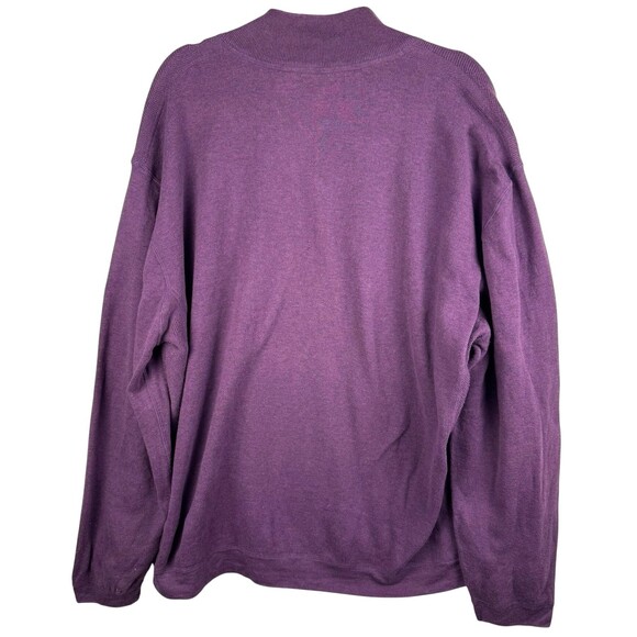 Nat Nast Sweater‎ Men's XXL Purple Quarter Zip Snap Leather Pull Cotton Blend - Picture 5 of 11
